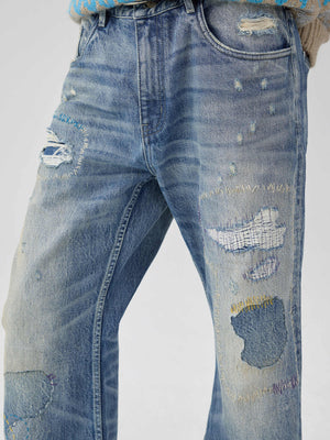 Unisex Flared Jeans - Washed Blue Patch Loose - MRC STOREbottomsMy StoreUnisex Flared Jeans - Washed Blue Patch Loose My Store MRC STORECJXX232802303CXWashed BlueL