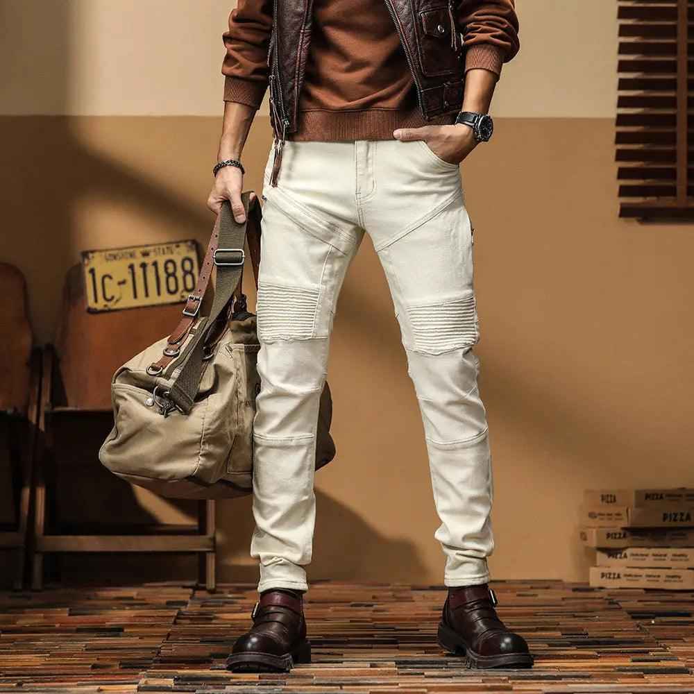 High End Slim Fit Motorcycle Jeans - MRC STOREbottomsMy StoreHigh End Slim Fit Motorcycle JeansMRC STORECJXX201236801AZWhite28
