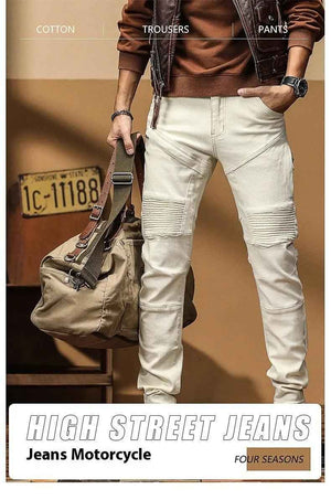 High End Slim Fit Motorcycle Jeans - MRC STOREbottomsMy StoreHigh End Slim Fit Motorcycle JeansMRC STORECJXX201236801AZWhite28