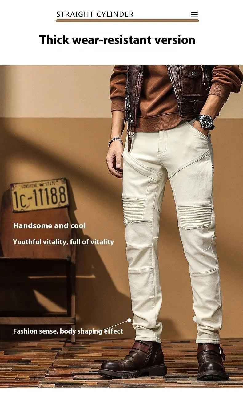High End Slim Fit Motorcycle Jeans - MRC STOREbottomsMy StoreHigh End Slim Fit Motorcycle JeansMRC STORECJXX201236801AZWhite28