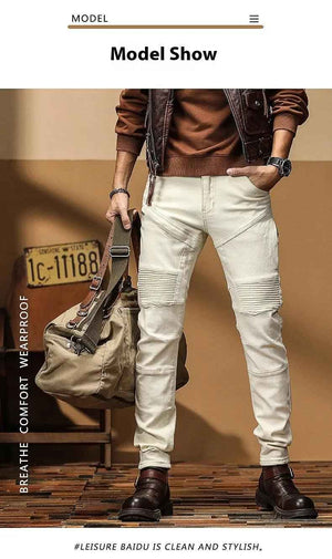 High End Slim Fit Motorcycle Jeans - MRC STOREbottomsMy StoreHigh End Slim Fit Motorcycle JeansMRC STORECJXX201236801AZWhite28