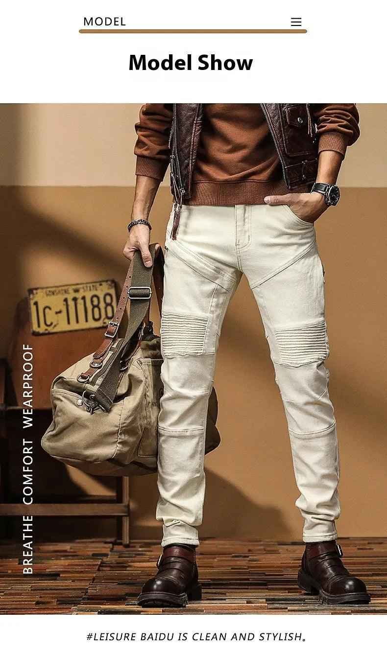 High End Slim Fit Motorcycle Jeans - MRC STOREbottomsMy StoreHigh End Slim Fit Motorcycle JeansMRC STORECJXX201236801AZWhite28