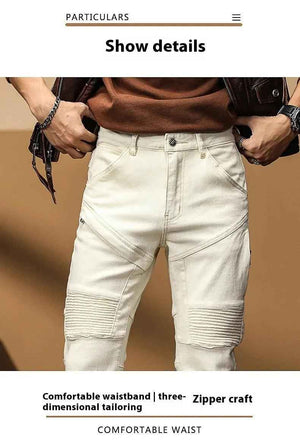 High End Slim Fit Motorcycle Jeans - MRC STOREbottomsMy StoreHigh End Slim Fit Motorcycle JeansMRC STORECJXX201236801AZWhite28