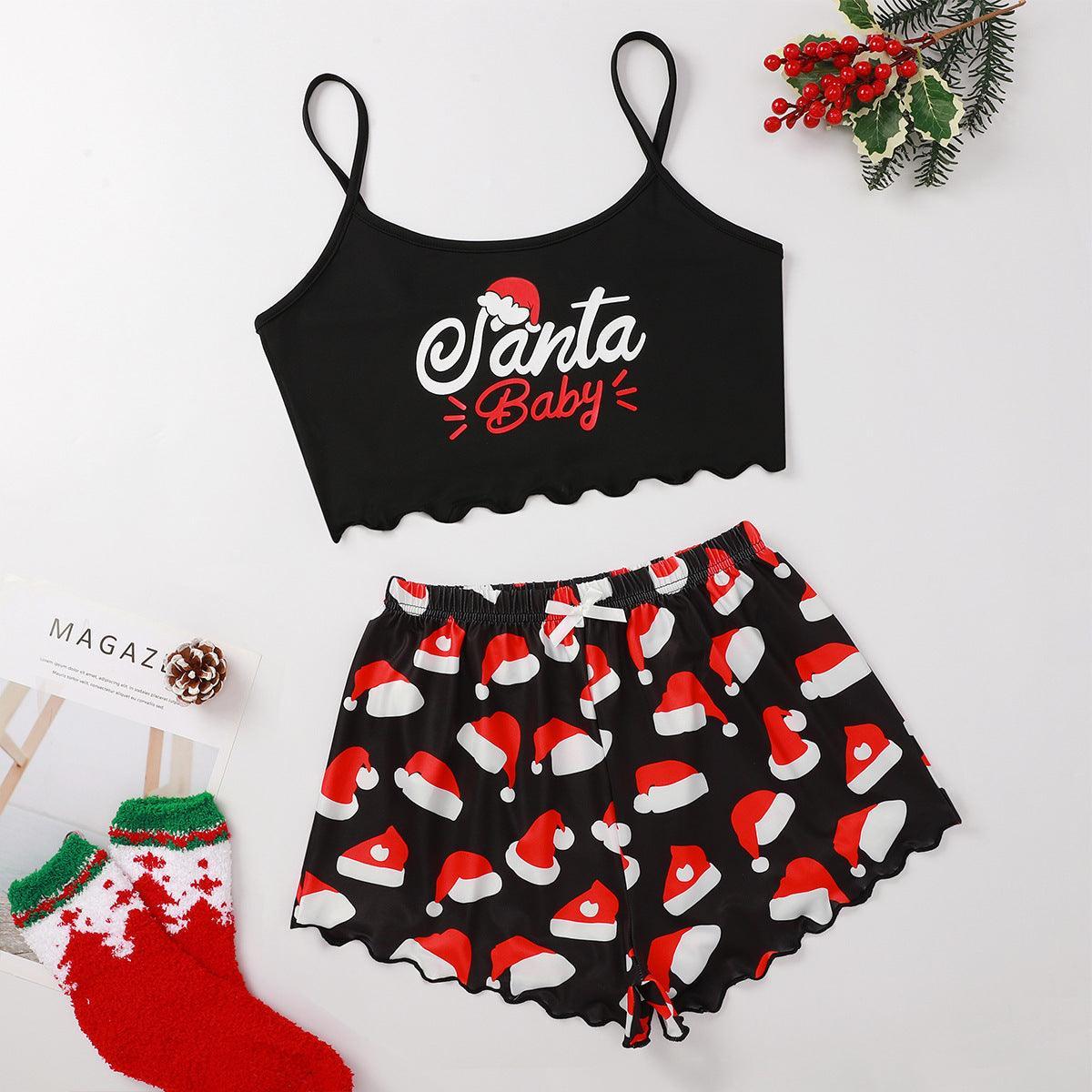 Women's Spaghetti Straps Sleeveless Pajamas – Fun & Festive Holiday Comfort - MRC STOREChristmasMy StoreWomen's Spaghetti Straps Sleeveless Pajamas – Fun & Festive Holiday Comfort - MRC STOREMRC STORECJYD189930423WDSanta ClausL