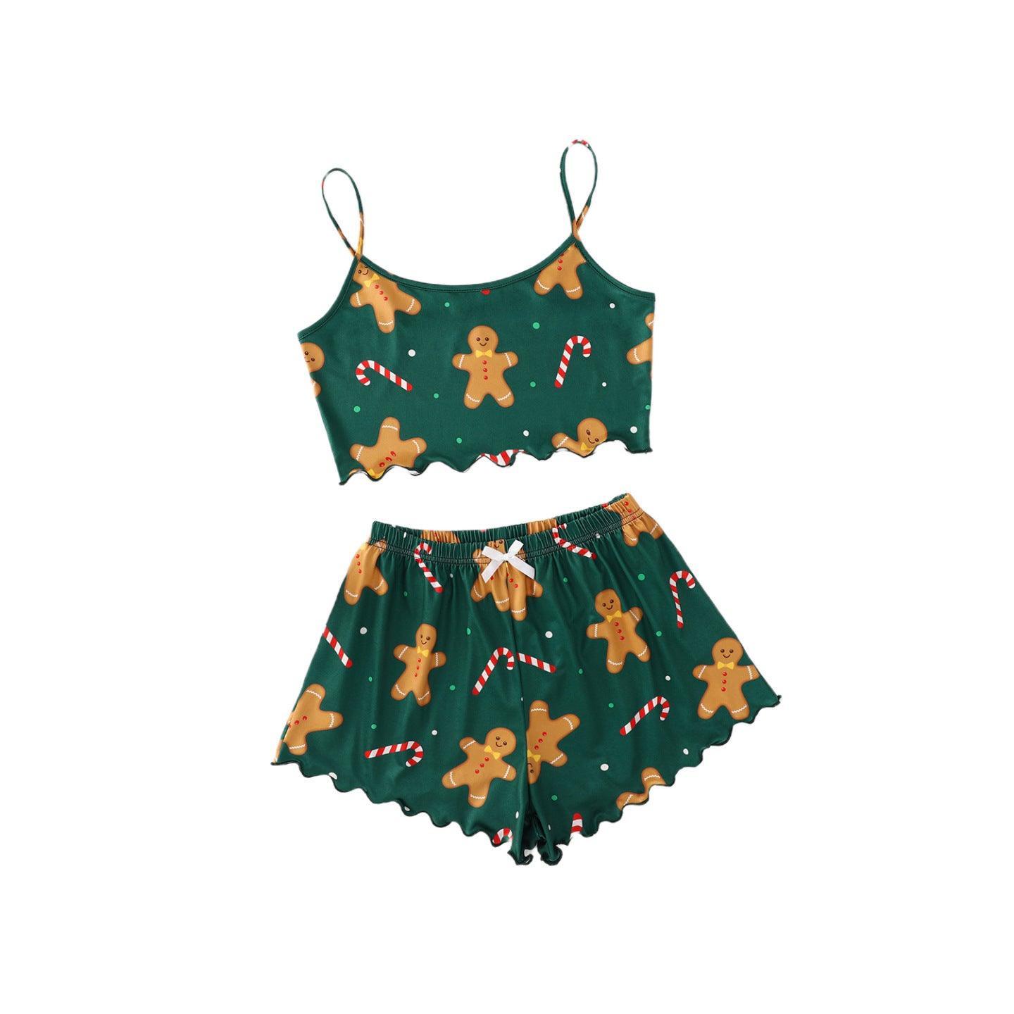 Women's Spaghetti Straps Sleeveless Pajamas – Fun & Festive Holiday Comfort - MRC STOREChristmasMy StoreWomen's Spaghetti Straps Sleeveless Pajamas – Fun & Festive Holiday Comfort - MRC STOREMRC STORECJYD189930439MNGingerbread ManL
