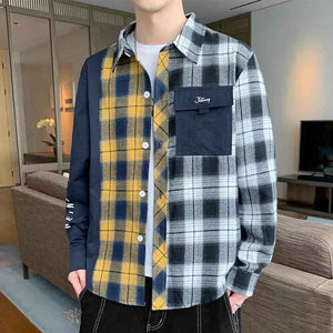 Plaid Long Sleeve Cardigan - MRC STOREclothesMy StorePlaid Long Sleeve CardiganMRC STORECJDS202285111KPBlack And Blue3XL
