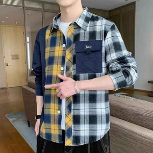 Plaid Long Sleeve Cardigan - MRC STOREclothesMy StorePlaid Long Sleeve CardiganMRC STORECJDS202285111KPBlack And Blue3XL