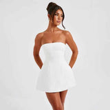 Black summer solid backless mini dress from My Store, sleeveless and stylish for warm weather occasions.