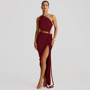 One - Shoulder Dress - Backless Ruched Long - MRC STOREDressMy StoreWomen’s One - Shoulder Dress - Backless Ruched Long My Store  42.49MRC STORECJLY242112321UFWine RedL