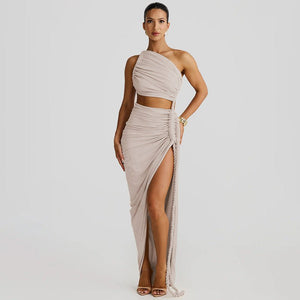 One - Shoulder Dress - Backless Ruched Long - MRC STOREDressMy StoreWomen’s One - Shoulder Dress - Backless Ruched Long My Store MRC STORECJLY242112321UFWine RedL