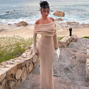 One Shoulder Knitted Long Dress – Women’s Beach Holiday Style - MRC STOREDressMy StoreNew One - Shoulder Knitted Long - Sleeved Dress – Beach Holiday Long Dress for Women - MRC STOREMRC STORECJLY205437103CXApricotL