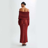One Shoulder Knitted Long Dress – Women’s Beach Holiday Style - MRC STOREDressMy StoreNew One - Shoulder Knitted Long - Sleeved Dress – Beach Holiday Long Dress for Women - MRC STOREMRC STORECJLY205437113MNRedL