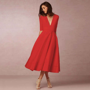 Chic V Neck Swing Dress - MRC STOREDressMy StoreChic V Neck Swing DressMRC STORECJLY209329421UFRedL