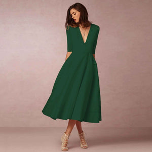 Chic V Neck Swing Dress - MRC STOREDressMy StoreChic V Neck Swing DressMRC STORECJLY209329433GTGreenL