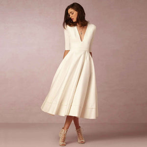 Chic V Neck Swing Dress - MRC STOREDressMy StoreChic V Neck Swing DressMRC STORECJLY209329403CXWhiteL