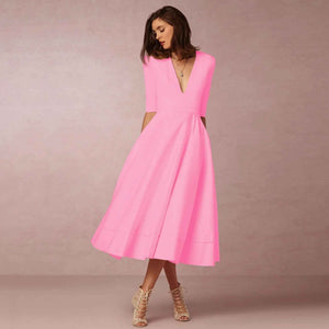 Chic V Neck Swing Dress - MRC STOREDressMy StoreChic V Neck Swing DressMRC STORECJLY209329409IRPinkL