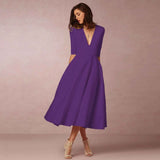 Chic V Neck Swing Dress - MRC STOREDressMy StoreChic V Neck Swing DressMRC STORECJLY209329427AZPurpleL
