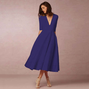 Chic V Neck Swing Dress - MRC STOREDressMy StoreChic V Neck Swing DressMRC STORECJLY209329451YBPurplish BlueL