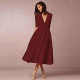 Chic V Neck Swing Dress - MRC STOREDressMy StoreChic V Neck Swing DressMRC STORECJLY209329463KPWine RedL