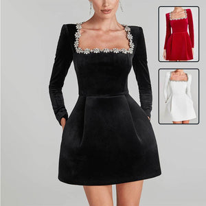 Elegant Square Neck A - Line Dress – Rhinestone Flower Design - MRC STOREDressMy StoreElegant Square Neck Long - Sleeve Dress – Rhinestone Flower Design A - Line Dress - MRC STOREMRC STORECJLY196637903CXBlackL