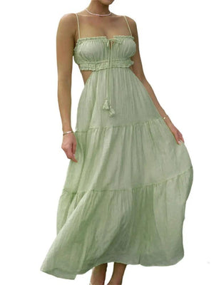 Female Hollow Backless Stitching Big Swing Dress – Elegant Sling Style Dress - MRC STOREDressMy StoreFemale Hollow Backless Stitching Big Swing Dress – Elegant Sling Style Dress - MRC STOREMRC STORECJLY202033523WDLight GreenL