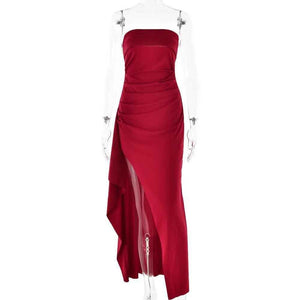 Black pleated long summer dress from My Store, flowing fabric and waist tie, perfect for warm-weather occasions.