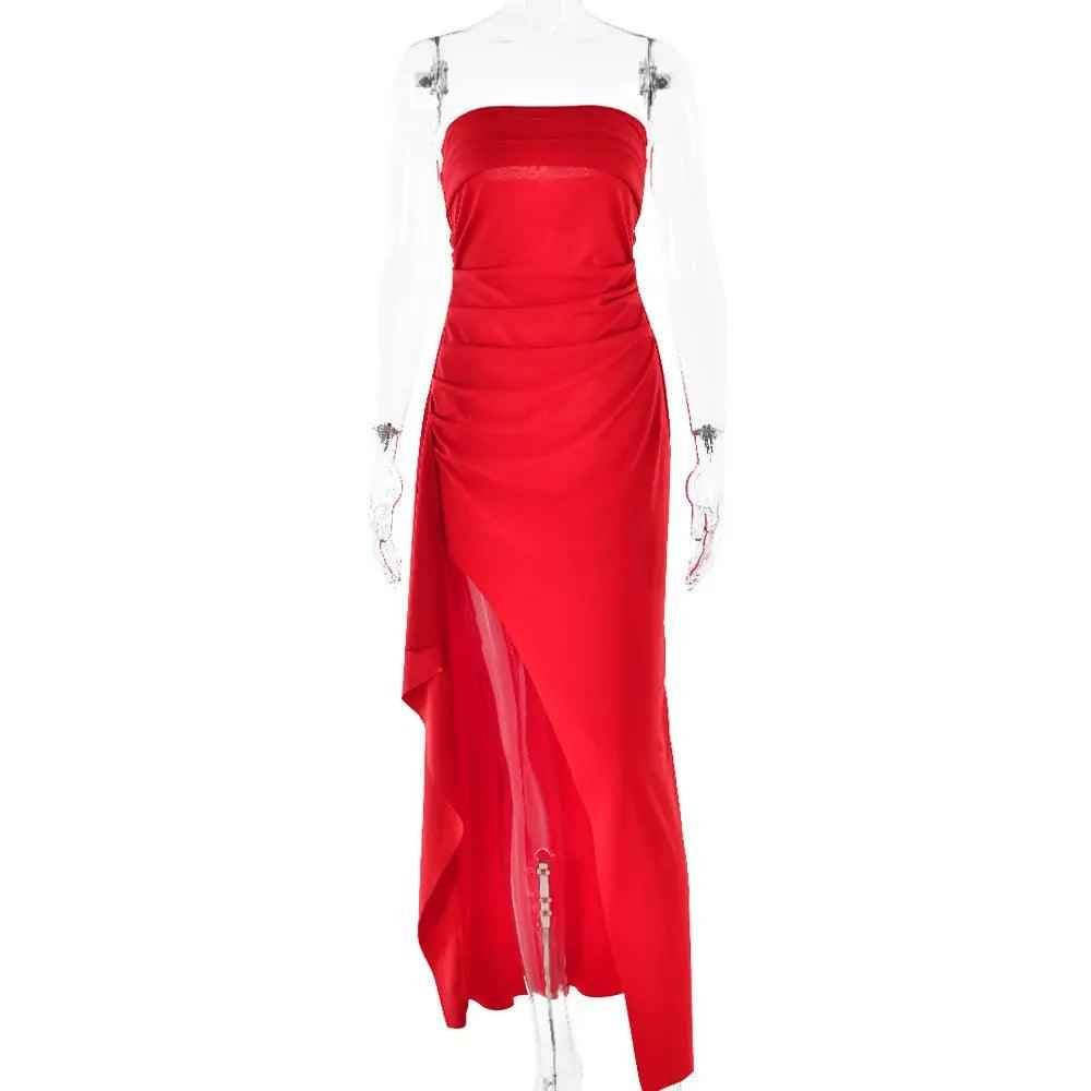 Black pleated long summer dress by My Store, flowing fabric, and elegant design perfect for warm weather occasions.