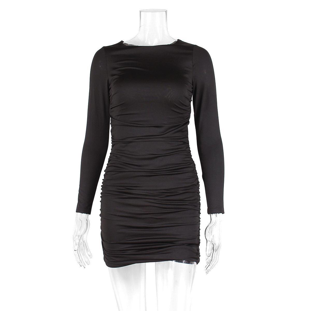 Round Neck Lace - Up Backless Dress – Long Sleeve - MRC STOREDressMy StoreElegant Round Neck Lace - Up Backless Long Sleeve Dress for Autumn & Winter - MRC STOREMRC STORECJLY217424104DWBlackL