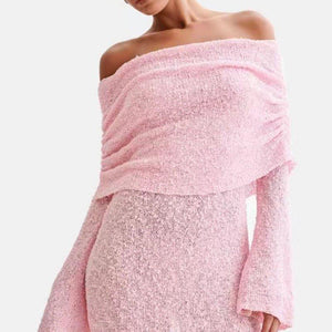 Women’s Off - Shoulder Short Dress – Hollow - Out, Long Sleeve - MRC STOREDressMy StoreWomen’s Off Shoulder Hollow Out Short Dress – Stylish Long Sleeved sequin Mini Skirt - MRC STOREMRC STORECJLY225983403CXPinkL
