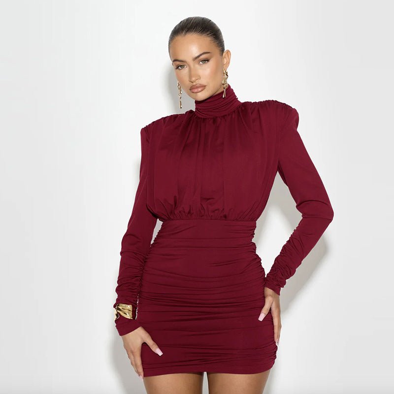 Women’s Sheath Dress - High Collar Pleated - MRC STOREDressMy StoreWomen’s Sheath Dress - High Collar Pleated My Store MRC STORECJLY231941806FUBlackL