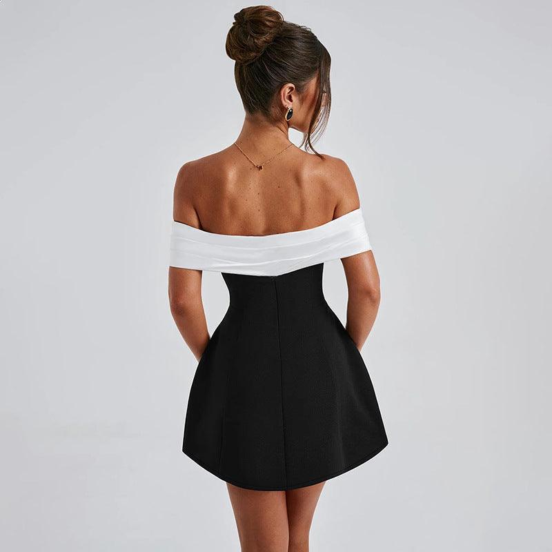 Off - Shoulder Slim Fit Dress – High Waist, Black - MRC STOREDressMy Storewomen's fashion Slim Fit Off Shoulder Contrasting Color Dress High - Waist Black Hip Skirt - MRC STOREMRC STORECJLY218482806FUBlack LongL
