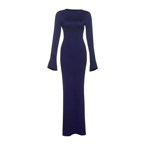 Elegant Backless Long Dress – Slim Fit, High Waist - MRC STOREDressMy StoreElegant Solid Color Dress Backless Slim Fit Long Dress – High Waist Fashion - MRC STOREMRC STORECJLY227849203CXBlueL