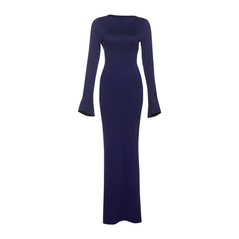 Elegant Backless Long Dress – Slim Fit, High Waist - MRC STOREDressMy StoreElegant Solid Color Dress Backless Slim Fit Long Dress – High Waist Fashion - MRC STOREMRC STORECJLY227849203CXBlueL