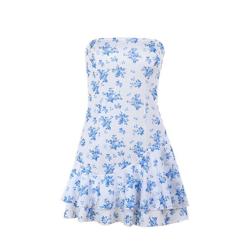Fashionable Elegant Slim - fit Printed Tube Top A - Line Dress - High Waist - MRC STOREDressMy StoreFashionable Elegant Slim - fit Printed Tube Top A - Line Dress - High Waist My Store MRC STORECJLY232904903CXBlueL