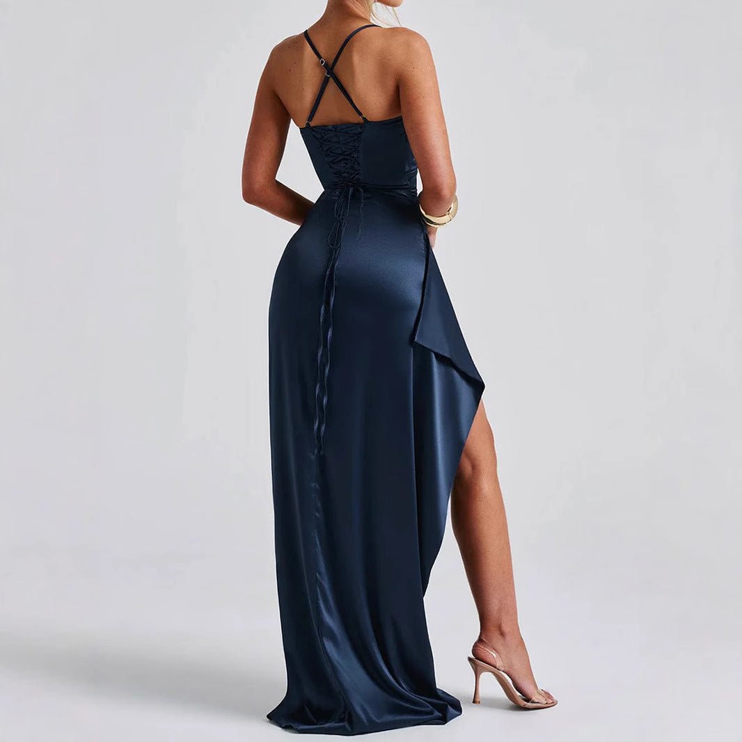 Backless Dress Women - High - Grade Satin Slit - MRC STOREDressMy StoreBackless Dress Women - High - Grade Satin SlitMRC STORECJLY228357704DWNavy BlueL