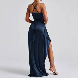 Backless Dress Women - High - Grade Satin Slit - MRC STOREDressMy StoreBackless Dress Women - High - Grade Satin SlitMRC STORECJLY228357704DWNavy BlueL