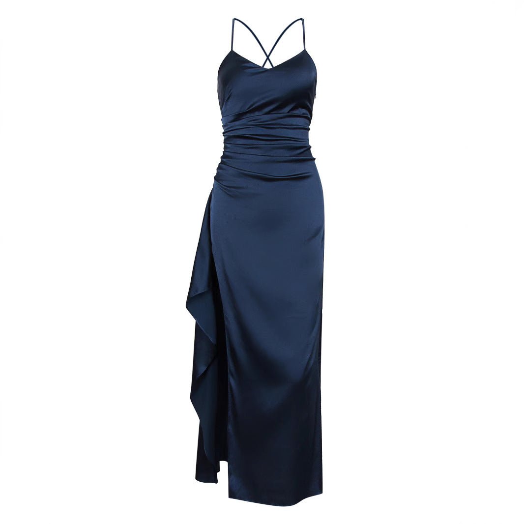 Backless Dress Women - High - Grade Satin Slit - MRC STOREDressMy StoreBackless Dress Women - High - Grade Satin SlitMRC STORECJLY228357704DWNavy BlueL