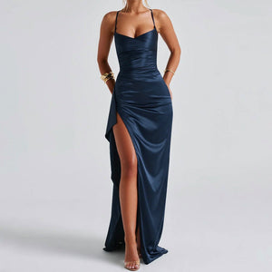Backless Dress Women - High - Grade Satin Slit - MRC STOREDressMy StoreBackless Dress Women - High - Grade Satin SlitMRC STORECJLY228357704DWNavy BlueL
