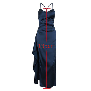 Backless Dress Women - High - Grade Satin Slit - MRC STOREDressMy StoreBackless Dress Women - High - Grade Satin Slit My Store MRC STORECJLY228357704DWNavy BlueL