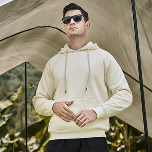 Fleece Hoodie - Loose Blank Style - MRC STOREHoodieMy StoreA man wearing a beige fleece hoodie with a hood, sunglasses, and standing in front of a tent.MRC STORECJWY233332472TGApricot2XL
