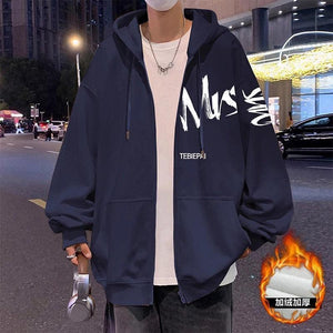 Letter Print Full Zip Hoodie – Hong Kong Style - MRC STOREHoodieMy StoreHong Kong Style Letter Printed Full Zip Hoodie – Cozy & Stylish Outerwear for Youth - MRC STOREMRC STORECJWY219286982DWNavy Blue Velvet2XL