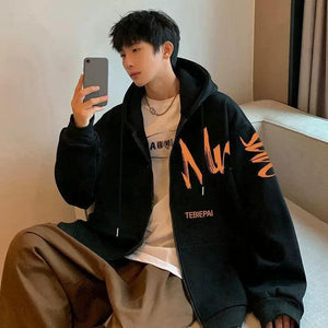 Letter Print Full Zip Hoodie – Hong Kong Style - MRC STOREHoodieMy StoreHong Kong Style Letter Printed Full Zip Hoodie – Cozy & Stylish Outerwear for Youth - MRC STOREMRC STORECJWY219286952ZABlack Fleece2XL