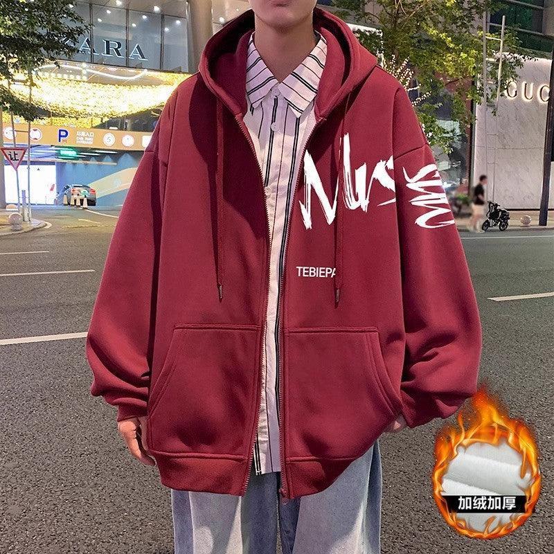 Letter Print Full Zip Hoodie – Hong Kong Style - MRC STOREHoodieMy StoreHong Kong Style Letter Printed Full Zip Hoodie – Cozy & Stylish Outerwear for Youth - MRC STOREMRC STORECJWY219286976XCWine Red Velvet2XL