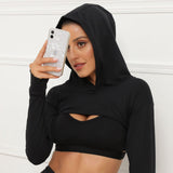 Hooded Yoga Long Sleeve Top – Cotton Blend - MRC STOREHoodieMy StoreLong Sleeve Yoga Top Hooded - Cotton Blend Activewear for Women in Vibrant Colors - MRC STOREMRC STORECJWY136691114NMBlackL