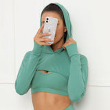 Hooded Yoga Long Sleeve Top – Cotton Blend - MRC STOREHoodieMy StoreLong Sleeve Yoga Top Hooded - Cotton Blend Activewear for Women in Vibrant Colors - MRC STOREMRC STORECJWY136691104DWGreenL