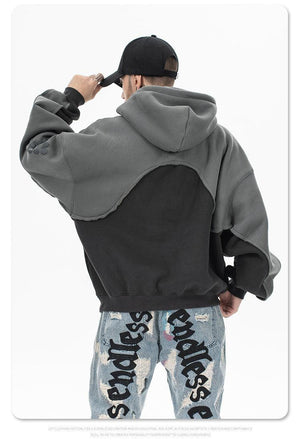 Contrast Velvet Hooded Sweatshirt – Padded - MRC STOREHoodieMy StoreStitching Contrast Color Velvet Padded Hooded Sweatshirt - Pullover in Black & Purple - MRC STOREMRC STORECJWY197627605EVPurpleL