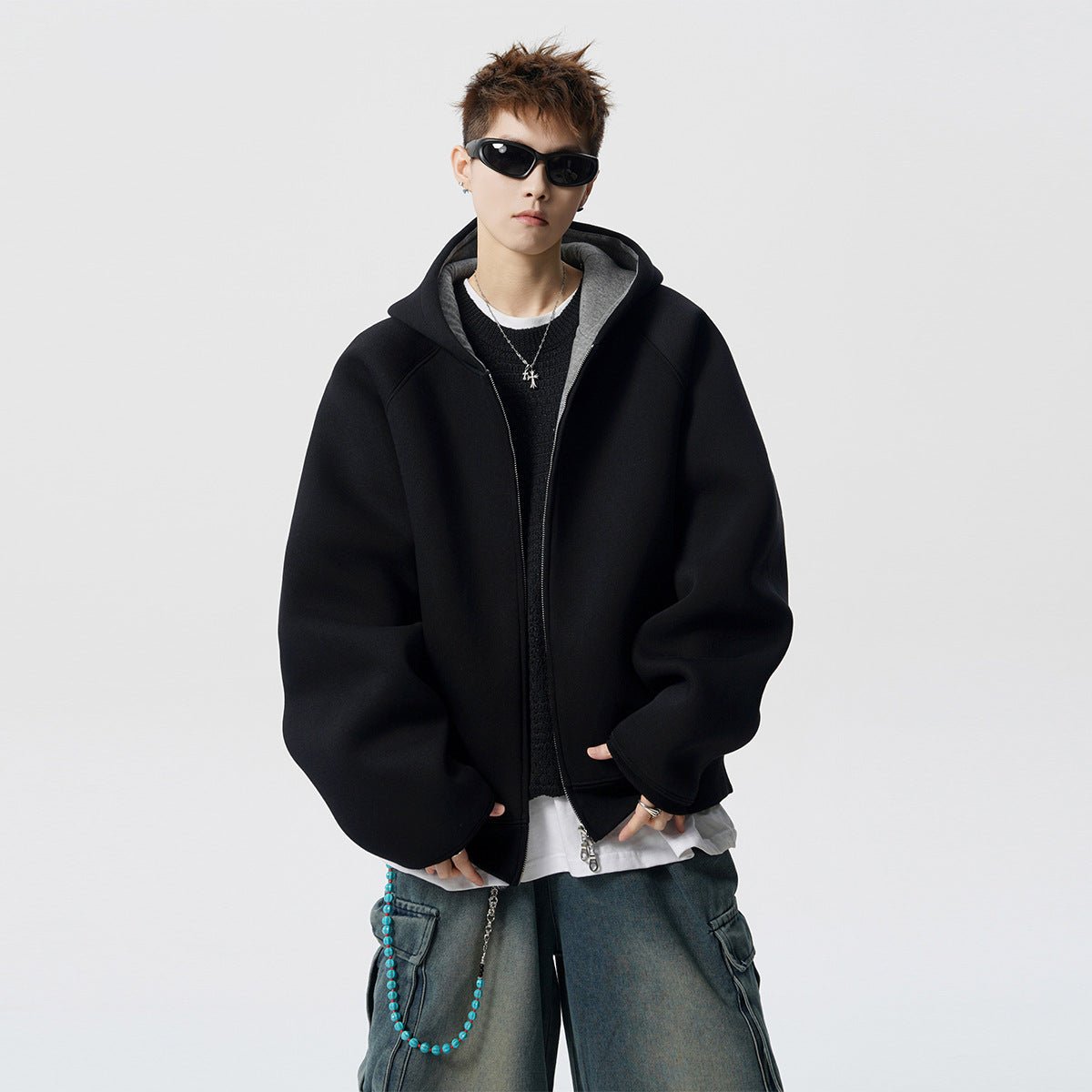 Men’s Contrast Zipper Hooded Cardigan - MRC STOREHoodieMy StoreMen’s Contrast Zipper Hooded Cardigan My Store  42.00MRC STORECJWY249118507GTBlackL