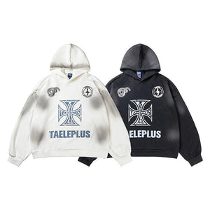 Vintage Cross Letter Printed Distressed Hooded Sweater - Men's Pullover Hoodie - MRC STOREHoodieMy StoreVintage Cross Letter Printed Distressed Hooded Sweater - Men's Pullover Hoodie - MRC STOREMRC STORECJWY214599806FUBlackL