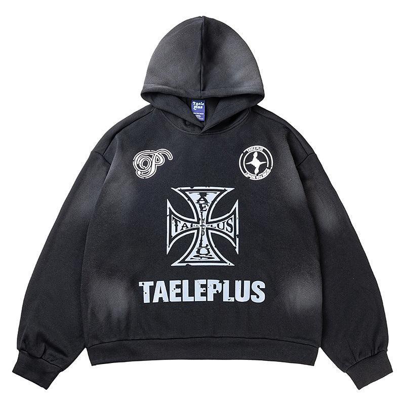 Vintage Cross Letter Printed Distressed Hooded Sweater - Men's Pullover Hoodie - MRC STOREHoodieMy StoreVintage Cross Letter Printed Distressed Hooded Sweater - Men's Pullover Hoodie - MRC STOREMRC STORECJWY214599806FUBlackL