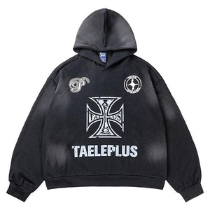 Vintage Cross Letter Printed Distressed Hooded Sweater - Men's Pullover Hoodie - MRC STOREHoodieMy StoreVintage Cross Letter Printed Distressed Hooded Sweater - Men's Pullover Hoodie - MRC STOREMRC STORECJWY214599806FUBlackL